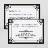 Invitation Réception de mariage art déco noir de l'âge du jaz (Devant / Derrière)