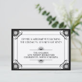 Invitation Réception de mariage art déco noir de l'âge du jaz (Debout devant)