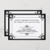 Invitation Réception de mariage art déco noir de l'ère du jaz (Devant / Derrière)