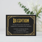 Invitation Réception de mariage Art Déco noir et or Gatsby le (Debout devant)