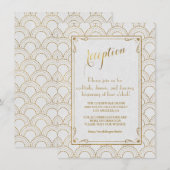 Invitation Réception de mariage Art Déco Or Gatsby le Magnifi (Devant / Derrière)