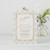 Invitation Réception de mariage Art Déco Or Gatsby le Magnifi (Debout devant)