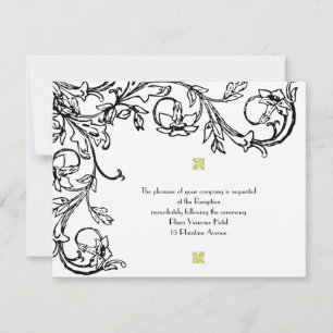 Invitation Réception de mariage Art Déco vintage floral en sp