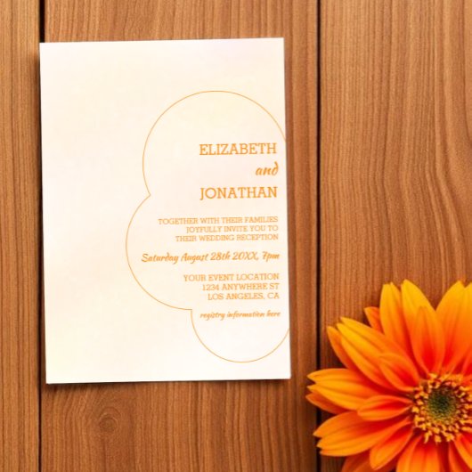 Invitation Réception de mariage au coucher de soleil orange