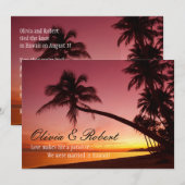 Invitation Réception de mariage au coucher du soleil sur la p (Devant / Derrière)