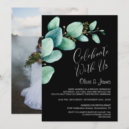 Invitation Réception de mariage au Eucalyptus Noir (Devant / Derrière)