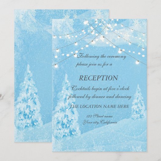 Invitation Réception de mariage au pin en plein hiver merveil (Devant / Derrière)