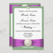 Invitation Réception de mariage au ruban perlé lilas et sauge (Devant / Derrière)