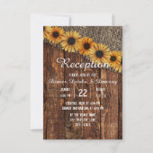 Invitation Réception de mariage au tournesol avec bois rustiq (Devant)