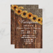 Invitation Réception de mariage au tournesol avec bois rustiq (Devant / Derrière)