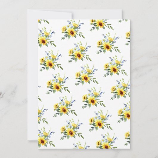 Invitation Réception de mariage au tournesol jaune enjoué (Dos)