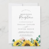 Invitation Réception de mariage au tournesol rustique eucalyp (Devant)