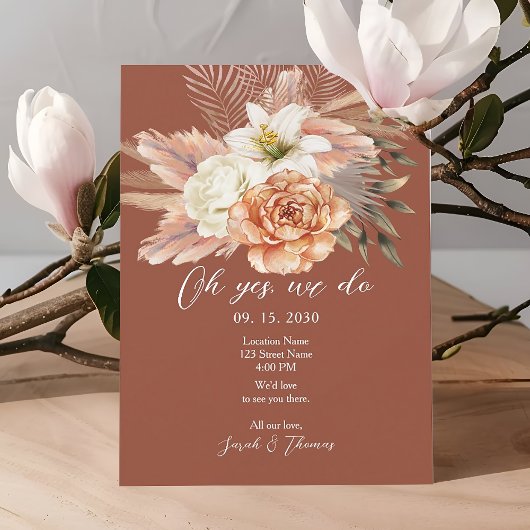 Invitation Réception de mariage automnal floral rustique