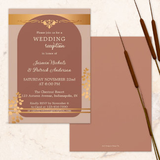 Invitation Réception de mariage automnale en terre cuite et c