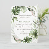 Invitation Réception de mariage aux feuilles tropicales à l'a (Debout devant)