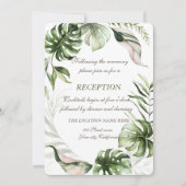 Invitation Réception de mariage aux feuilles tropicales à l'a (Devant)
