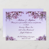 Invitation Réception de mariage aux fleurs de lilas (Devant / Derrière)