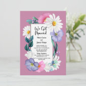 Invitation Réception de mariage aux fleurs roses (Debout devant)