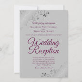 Invitation Réception de mariage aux fronces argentées grises  (Devant)