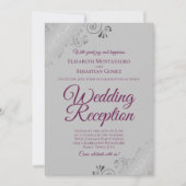 Invitation Réception de mariage aux fronces argentées sur fon (Devant)