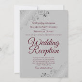 Invitation Réception de mariage aux fronces argentées sur fon (Devant)