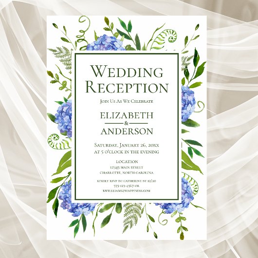Invitation Réception de mariage aux Hortensias Bleus