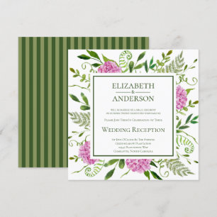 Invitation Réception de mariage aux hortensias roses