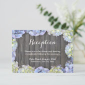 Invitation Réception de mariage aux hydrangeas en bois de gra (Debout devant)