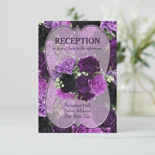 Invitation Réception de mariage aux oeillets de pourpre foncé (Debout devant)