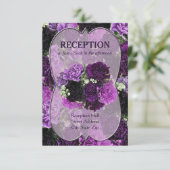 Invitation Réception de mariage aux oeillets teintes de pourp (Debout devant)