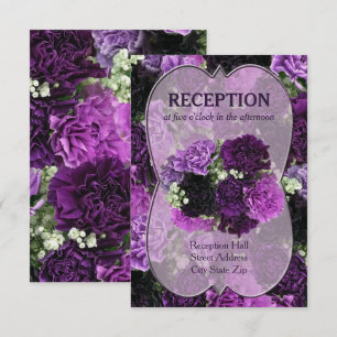 Invitation Réception de mariage aux oeillets teintes de pourp