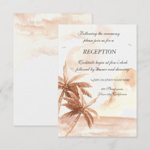 Invitation Réception de mariage aux palmiers tropicaux rustiq