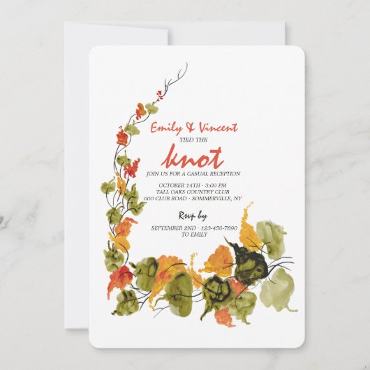 Invitation Réception de mariage avec aquarelle abstraite de f (Devant)