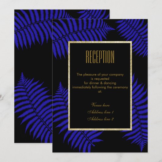 Invitation Réception de mariage avec beau bracken à feuilles (Devant / Derrière)