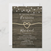 Invitation Réception de mariage avec bois rustique et guirlan (Devant)