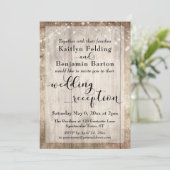 Invitation Réception de mariage avec bois rustique pâle et lu (Debout devant)