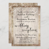 Invitation Réception de mariage avec bois rustique pâle et lu (Devant / Derrière)