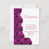 Invitation Réception de mariage avec bordure de rose violette (Devant)