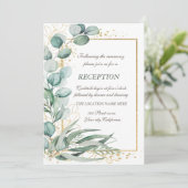 Invitation Réception de mariage avec cadre doré et verdure d' (Debout devant)
