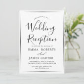 Invitation Réception de mariage avec calligraphie noire délic (Debout devant)