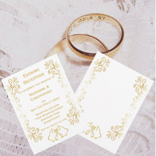 Invitation Réception de mariage avec clochettes dorées en vol