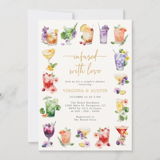 Invitation Réception de mariage avec cocktail (Devant)