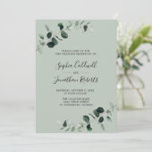 Invitation Réception de mariage avec code QR et verdure de sa (Debout devant)