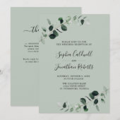 Invitation Réception de mariage avec code QR et verdure de sa (Devant / Derrière)