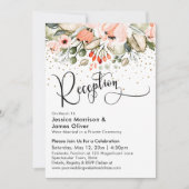 Invitation Réception de mariage avec confettis dorés et fleur (Devant)