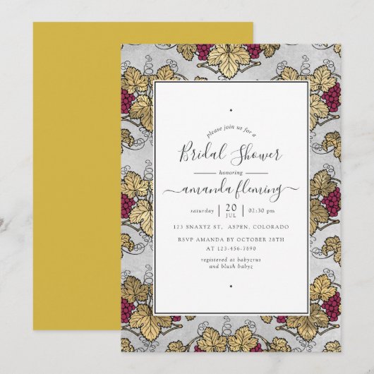 Invitation Réception de mariage avec dégustation de vin borde (Devant / Derrière)