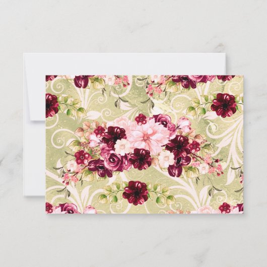 Invitation Réception de mariage avec des fleurs tombantes ros (Dos)