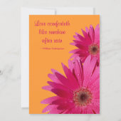 Invitation Réception de mariage avec des gerbera orange rose  (Dos)