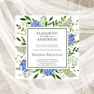 Invitation Réception de mariage avec des hortensias bleus