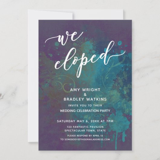 Invitation Réception de mariage avec écriture abstraite multi (Devant)